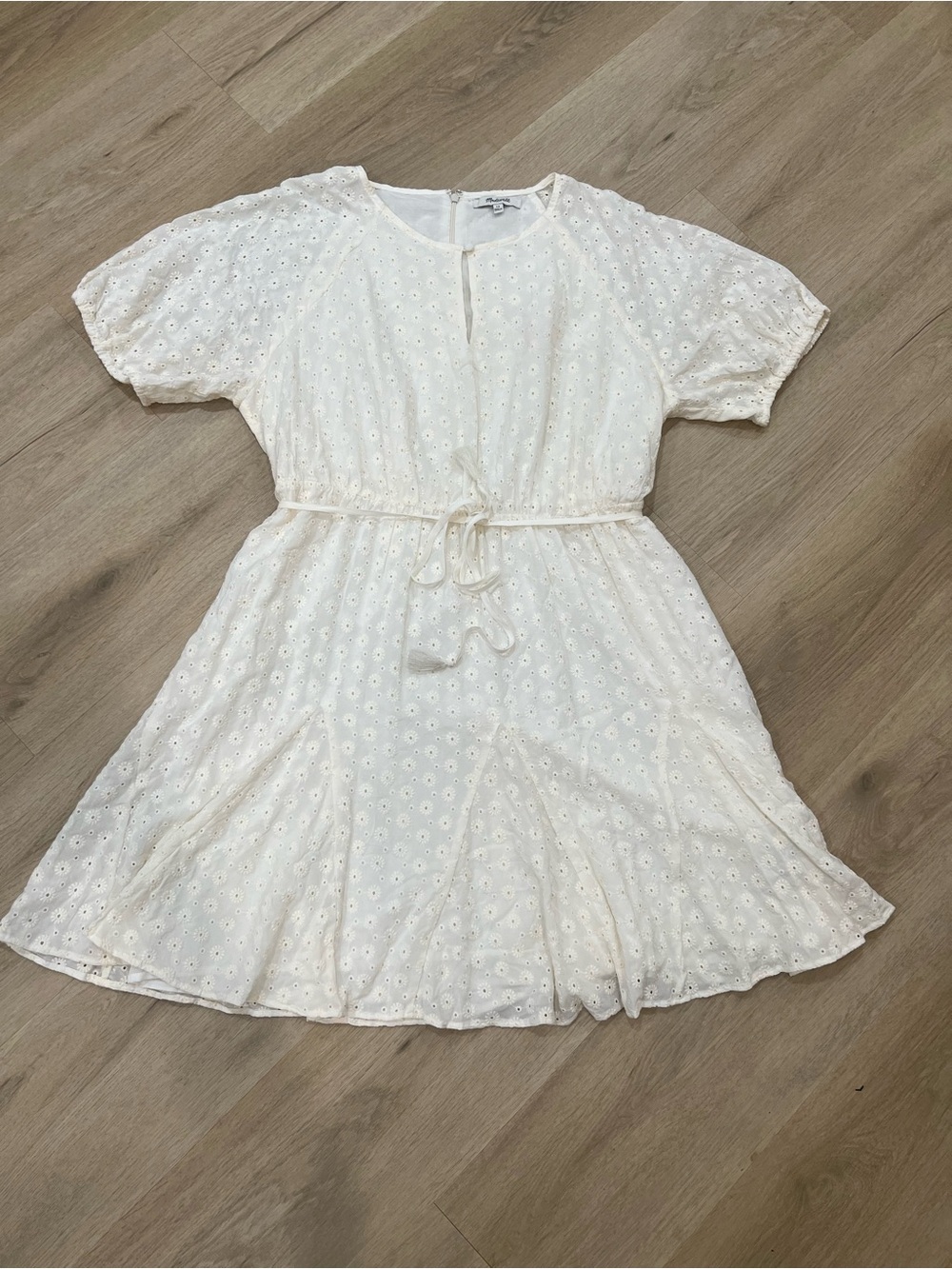 Madewell Cream Tassel Tie Mini Dress